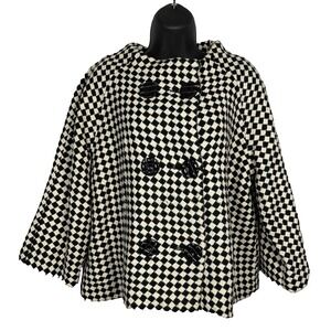 Dressbarn Houndstooth Coat Women XL Old Money Timeless Checked Swing 60s Classic